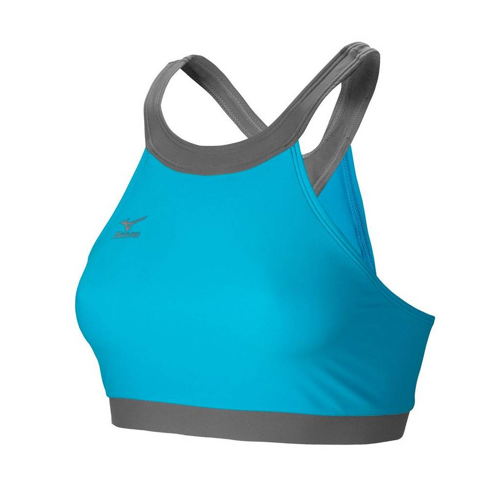 Reggiseno Sportivo Mizuno Odyssey Alte Neck Donna - Blu Verde Acqua/Grigie - 09276-UCFX